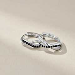 Aetolia Real 925 Sterling Silver Black Cz Cubic Zirconia Infinity Hoop Earrings For Women Statement Jewelry Ear Hoops Aetolia Jewelry