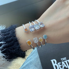 Aetolia Colorful Designer Diamond Cz Cubic Zirconia Heart Shape 925 Sterling Silver Bangles Fine Jewelry Bracelet Bangle For Women