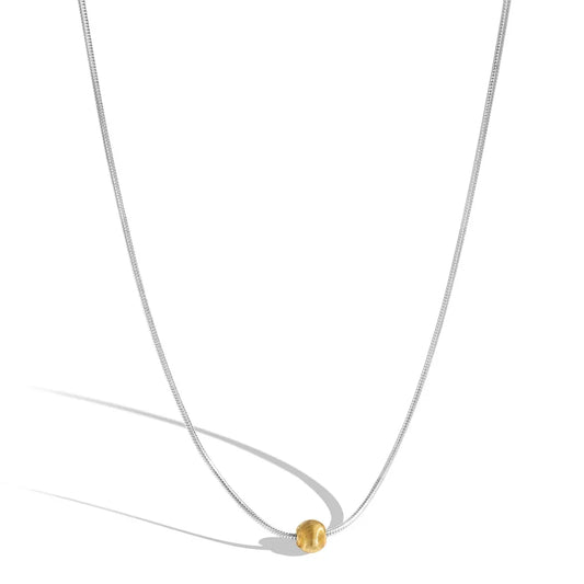 Aetolia Fashion Minimalist Jewelry Simple 925 Sterling Silver Necklace Small Round Bead Golden Bean Ball Necklaces For Women