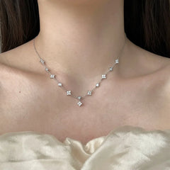 Aetolia Hot Sale Custom 5A Cz Cubic Zirconia 925 Silver Necklaces Women Non Tarnish Four Leaf Clover Necklace Bracelet Jewelry Set