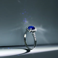 Aetolia High Praise Rate Luxury Ladies Exclusive Jewelry Silver With Charm Blue Tone White Gold Zirconium Round Sapphire Ring