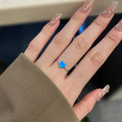 Aetolia Simple cubic zirconia Jewelry 925 Sterling Silver White Gold Plated Heart Shape White Natural Opal Rings For Women Girls