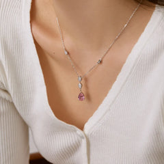 Aetolia New Arrival Elegant Accessories Chain 925 Sterling Silver Cubic Zirconia Blue Pink Water Drop Pendant Necklaces Jewelry Women