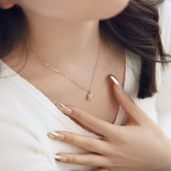 Aetolia Wholesale Pretty 18K Rose Gold Plated Jewelry Pink Quartz Cubic Zirconia Stone Pendant S925 Sterling Silver Necklaces For Women