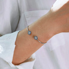 Aetolia In Stock Blue Lucky Devil Eye Wholesale S925 Sterling Silver Bracelets Bangles Open Adjustable Bracelet Bangle For Woman