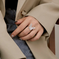 Aetolia Delicate 18K Gold Plated Open Adjustable Ring Cz Cubic Zirconia S925 Sterling Silver Diamond Butterfly Rings Jewelry Women