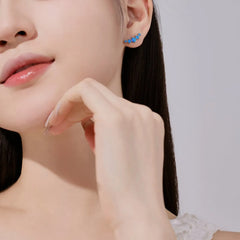 Aetolia S925 Sterling Silver High Quality Blue Opal Jewelry Stud Earring Elegant Jewelry Hypoallergenic Earrings For Women Girl