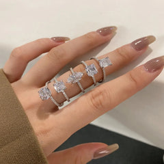 Aetolia New Arrivals Fashion Design Classic white square shape cubic zircon ring 925 Sterling Silver ring for women gift