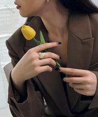 Aetolia Love Finger Cubic Zirconia Engraved Jewelry 925 Sterling Silver Gold Plated Iced Out Aetolia Adjustable Open Heart Shape Ring