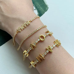 Aetolia Custom Designer 18K Gold Plated Love Mama Bracelet Jewelry Tennis Bracelets Bangles For Women Mother'S Day Gift Adjustable