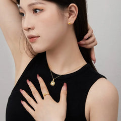 Aetolia Boho Sterling Silver 925 Jewelry Stud Yellow Earrings For Women Aetolia New Designer Inspired Square Earrings Necklaces Rings Set