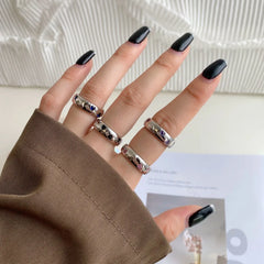 Aetolia Custom Heart Geometric Wave Shape 925 Sterling Silver Ring Irregular Colored Zircon Rings Open Adjustable Ring For Women
