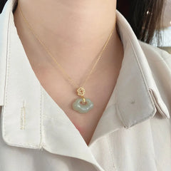 Aetolia Hot-Sale S925 Sterling Silver Necklace 18K Gold Plated Clavicle Chain Hetian Jade Longevity Lock Pendant Necklaces For Women
