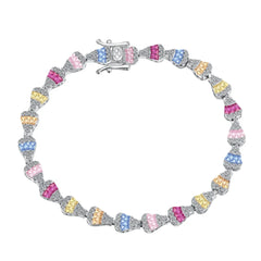 Aetolia Boho Rainbow Pink Stone Adjustable S925 Sterling Silver Bracelet For Women Cubic Zircon Tennis Bracelets Rings Jewelry Set