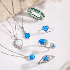 Aetolia Luxury Jewelry Sun Heart Shape 925 Sterling Silver Minimalist Dedicate Heart Chain Necklace With Opal Stone