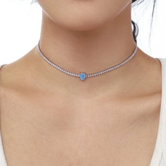 Aetolia Fine Jewelry Cz Cubic Zirconia Water Drop Pendant Necklace Choker Women Blue Pink Tennis Cuba Chain Teardrop Necklaces For Women