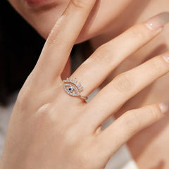 Aetolia Cz Cubic Zircon 18K Gold Plated Ring Wholesale Trendy 925 Sterling Silver Open Adjustable Blue Devil Eye Rings Jewelry Women