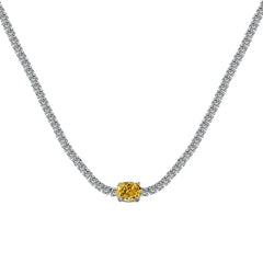 Aetolia Low Moq Vintage CZ Cubic Zirconia Pink Blue Square Heart Pendant 925 Sterling Silver Cuba Chain Link Tennis Necklaces For Women