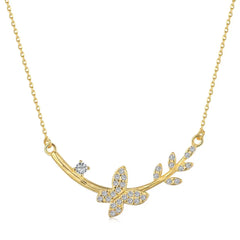 Aetolia 925 Sterling Silver Personalized Jewelry 18K Gold Platinum Dainty Necklace Zirconia Chain Butterfly Necklaces For Women