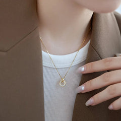 Aetolia New Arrival Hollow Out Circle Double Loop Cross Pendant Necklace 18K Gold Plated Designer Jewelry For Women Daily Wear