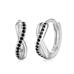 Aetolia Real 925 Sterling Silver Black Cz Cubic Zirconia Infinity Hoop Earrings For Women Statement Jewelry Ear Hoops Aetolia Jewelry