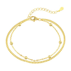 Aetolia Dainty Minimalist Fine Adjustable Findings Pulsera 925 Plata For Girls Jewelry Silver Double Chain Bead Bracelet