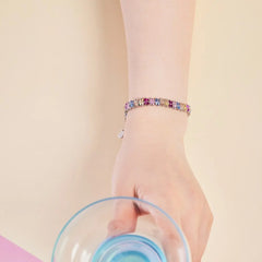 Aetolia In Stock Delicate Bijoux 925 Sterling Silver Bracelet Jewelry Set Cubic Zirconia Pink Stone Diamond Tennis Bracelets Women