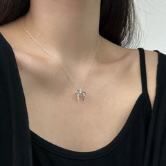 Aetolia High Quality Aetolia New Design Sweet Bow Charm Pendant Necklaces For Women Gift 925 Silver Necklace Ring Earring Jewelry Set