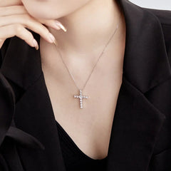 Aetolia High Quality Bling Christian Punk Diamond Cz Cubic Zirconia Necklace Women Hip Hop Jewelry Diamond Cross Necklaces For Women