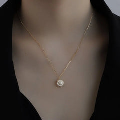 Aetolia 925 Sterling Silver Cubic Zirconia Spinner Necklace Female Round Pendant Ins Korea Diamond Necklaces 18K Gold Plated Jewelry
