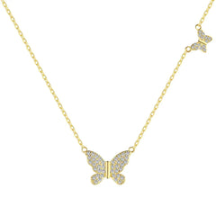 Aetolia Wholesale 18K Gold Plated Necklace Collares De Plata Para Mujer S925 Sterling Silver Zircon Butterfly Pendant Necklaces Women