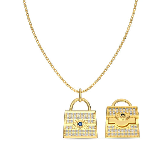 Aetolia Mother'S Day Gift Lovely Pretty 18K Gold Plated Blue Pink Stone Necklace Cz Zirconia Small Locket Bag Necklaces For Women