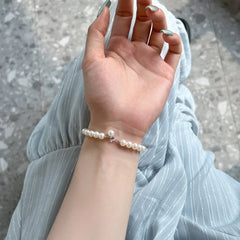 Aetolia Wholesale Round Ball Beads Chain Shell Pearl Bracelet Bangles S925 Sterling Silver Strand Beaded Bracelets Woman Man Gift