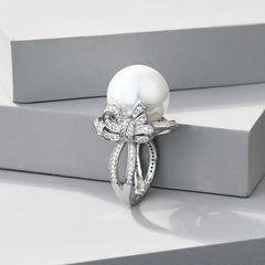 Aetolia Hot Selling Exquisite S925 Sterling Silver Diamond Pearl Rings Fine Jewelry Cz Cubic Zirconia Gorgeous Pearl Rings For Women