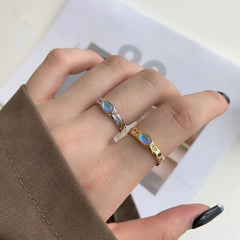 Aetolia Custom Heart Geometric Wave Shape 925 Sterling Silver Ring Irregular Colored Zircon Rings Open Adjustable Ring For Women
