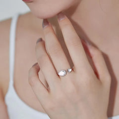 Aetolia CZ Cubic Zirconia 925 Sterling Silver ring New Arrival Pear-Shaped Fire White blue Opal Open Adjustable Rings for Women
