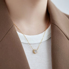 Aetolia 7mm Sterling Luxury Dainty White 18K Gold Plated Elegant simple chain 925 silver Single stone zircon Necklace Women's