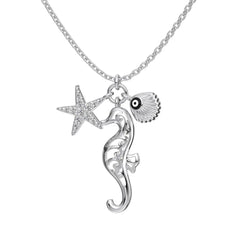 Aetolia Waterproof S925 Sterling Silver Seahorse Pendants For Women 18K Gold Necklace Cz Cubic Zirconia Star Blue Eyes Necklaces