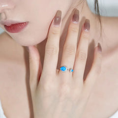 Aetolia CZ Cubic Zirconia 925 Sterling Silver ring New Arrival Pear-Shaped Fire White blue Opal Open Adjustable Rings for Women