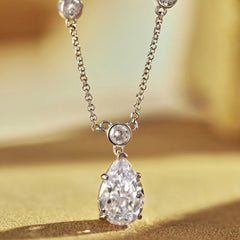 Aetolia Iced Pendant Necklace 925 Sterling Silver Cubic Zirconia Bling Oval Necklace Hip Hop Pendant Charm Necklaces Jewelry Women