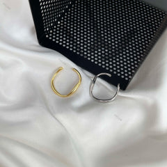 Aetolia Simple Design Jewelry 2 Colors Opening Minimal Korea Anillo Plata 925 Index Smooth Adjustable Ring For Couple