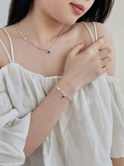 Aetolia Stylish 925 Sterling Silver Fresh Water Pearl necklace Broken Beaded Emerald 5A Cubic Zirconia Pendant Necklaces for women