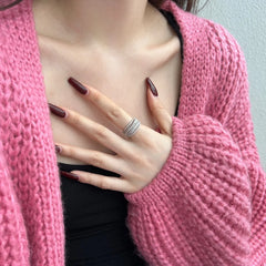 Aetolia Customization Oem Wholesale Cz Zirconia Irregular Multi-Layer Ring Eternity Band S925 Silver Engagement Rings For Women