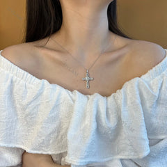 Aetolia Baguette Stone Adjustable custom logo Hip Hop pendant wholesale faith women 925 silver jesus cross fashion necklace