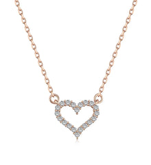 Aetolia Wholesale Clavicle Chain S925 Silver 18K Rose Gold Necklace CZ Cubic Zirconia Hollow Heart Pendant Necklaces For Women