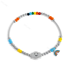 Aetolia Summer Fine Jewelry Colorful Stone Adjustable Stackable Tennis 925 Sliver Bracelet Women Beaded Bracelets Bangles