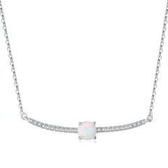 Aetolia Luxury Jewelry Sun Heart Shape 925 Sterling Silver Minimalist Dedicate Heart Chain Necklace With Opal Stone