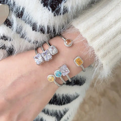 Aetolia Colorful Designer Diamond Cz Cubic Zirconia Heart Shape 925 Sterling Silver Bangles Fine Jewelry Bracelet Bangle For Women