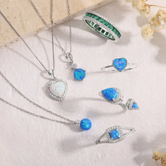 Aetolia Fashion Jewelry Wholesale 925 Sterling Silver Chain Cubic Zirconia Stone Charm Necklace Pendant Blue Opal Necklaces For Women