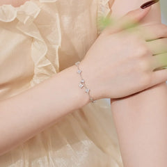 Aetolia S925 Sterling Silver Jewelry 18K Gold Plated Clover Bracelet Gift Delicate Cubic Zirconia Flower Diamond Bracelets Women